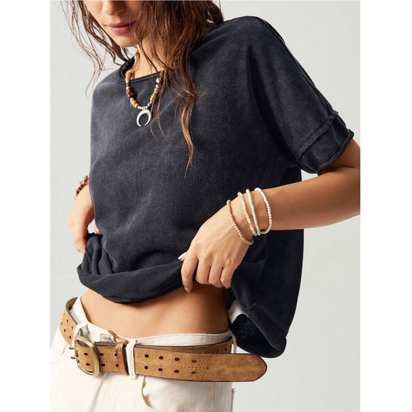 Black Butterfly Mesh Sheer Back Insert Tee Shirt - Picture 6 of 9